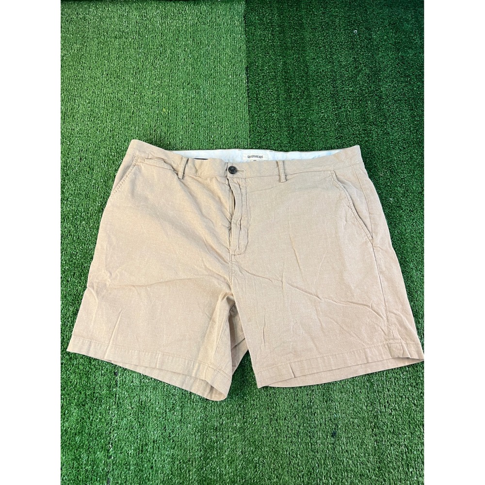 Goodthreads Mens 42W Chino Shorts Khaki Tan Casual Summer Cotton Blend